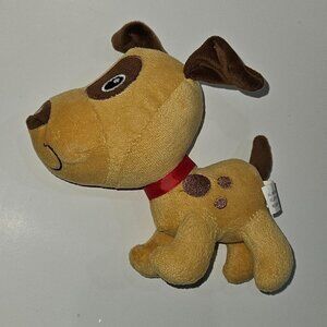 Tan Puppy Dog Plush 6.5" Stuffed Animal Toy Walmart Red Collar Brown Spots